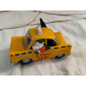 Hallmark SANTA CLAUS TAXI Christmas Ornament YELLOW CAB 1990 Vintage No Box